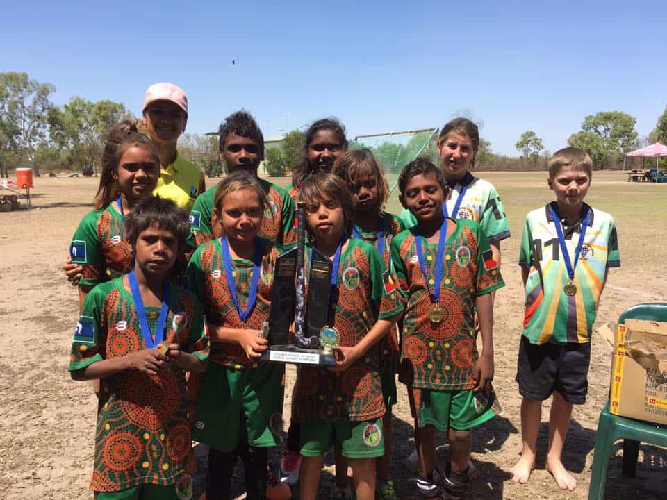 Group of students winning hockey